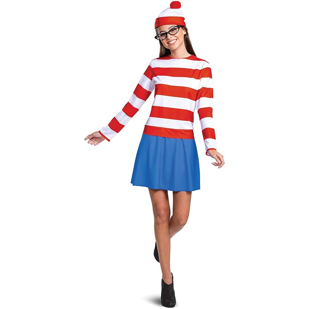 Disguise Women's Wheres Waldo Halloween, Official Adult Wenda Costume, Medium